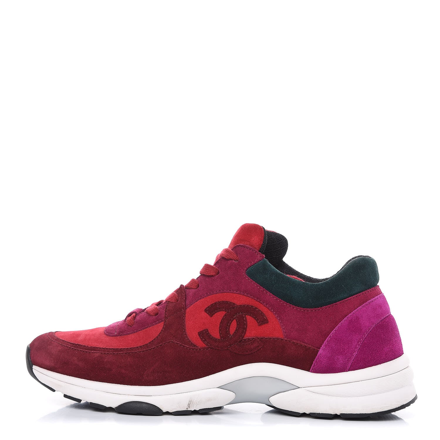Chanel Suede Calfskin CC Sneakers 42 Burgundy Red 1 of 12