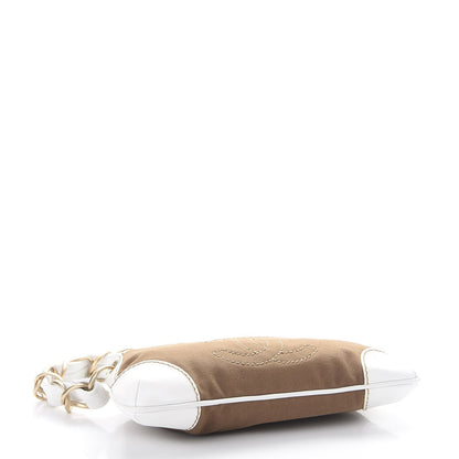 Chanel Lambskin Canvas CC Olsen Chain Small Shoulder Bag White Brown 4 of 8