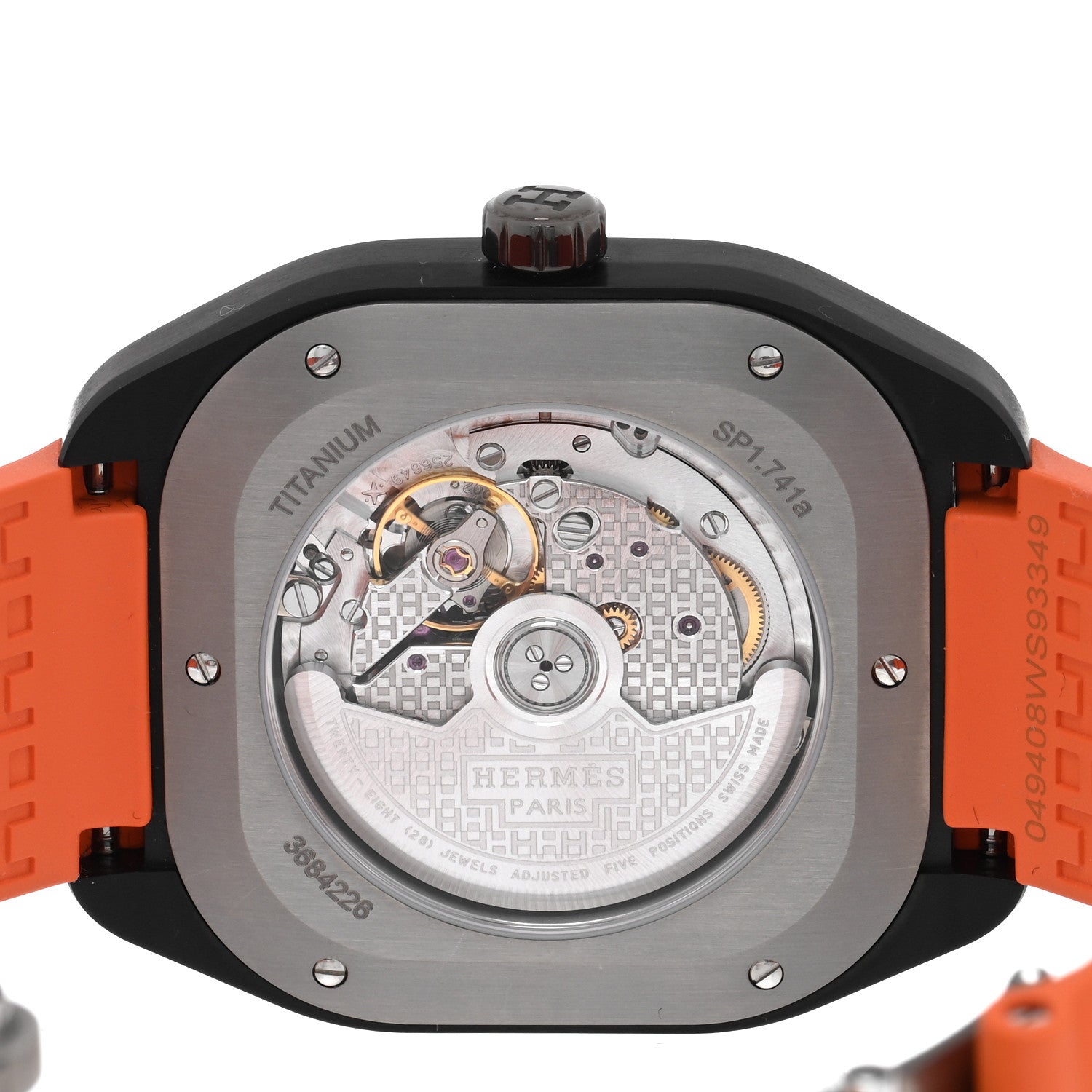 Hermes DLC Coated Titanium Rubber 39mm H08 Automatic Watch Orange 4 of 5