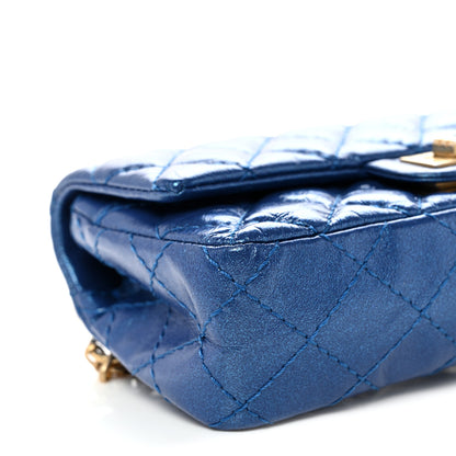 Chanel Metallic Aged Calfskin Quilted 2.55 Reissue Flap Belt Bag Clutch Blue 9 of 10