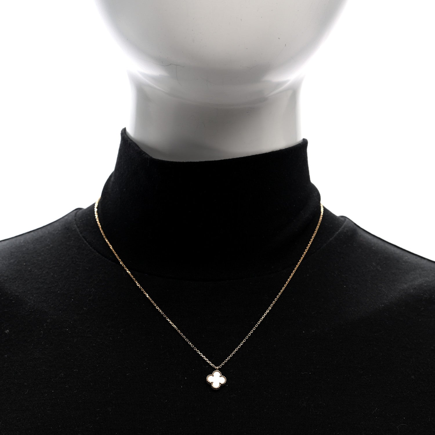 Van Cleef & Arpels 18K Yellow Gold Mother of Pearl Sweet Alhambra Pendant Necklace 2 of 5