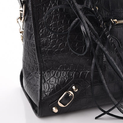 Balenciaga Calfskin Crocodile Embossed Classic Hardware City Black 8 of 8