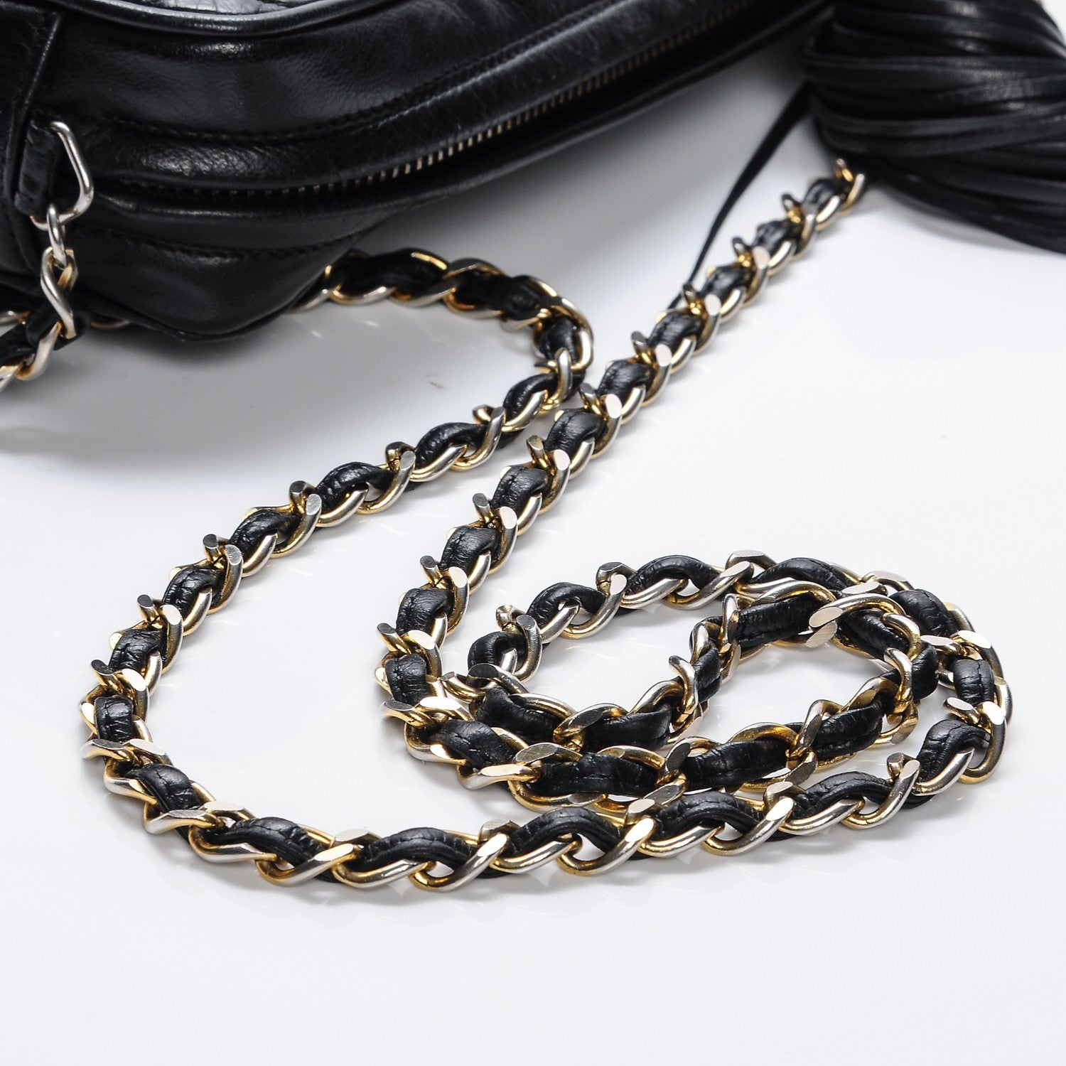 Chanel Lambskin Chevron Tassel Camera Case Black 9 of 9