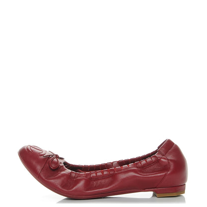 Chanel Lambskin CC Elastic Cap Toe Ballerina Flats 36 Red 1 of 9