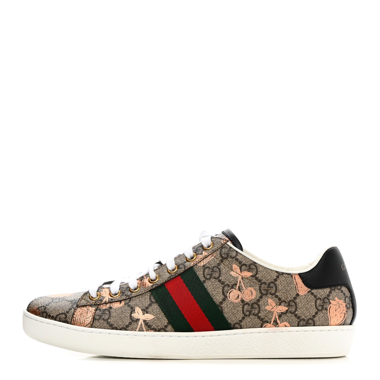 Gucci GG Supreme Monogram Berry Web Womens Ace Sneakers 39.5 Beige Light Copper Black 1 of 14