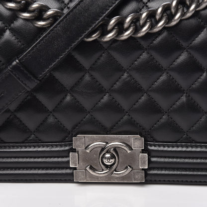 Chanel Lambskin Quilted Medium Boy Flap Black 10 of 21