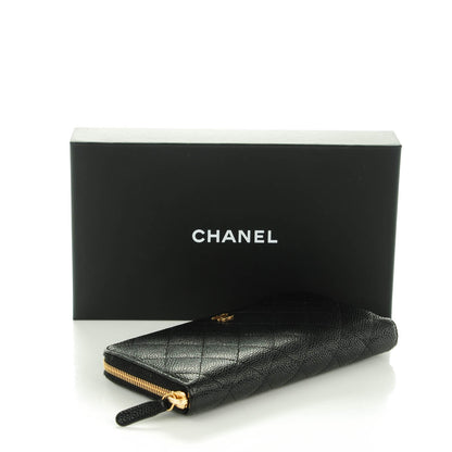 Chanel Caviar Quilted Large Gusset Zip Around Wallet Black 4 of 8