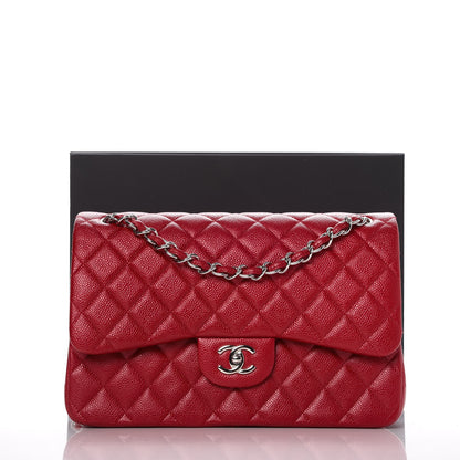 Chanel Pearly Caviar Quilted Jumbo Double Flap Dark Pink 8 of 8