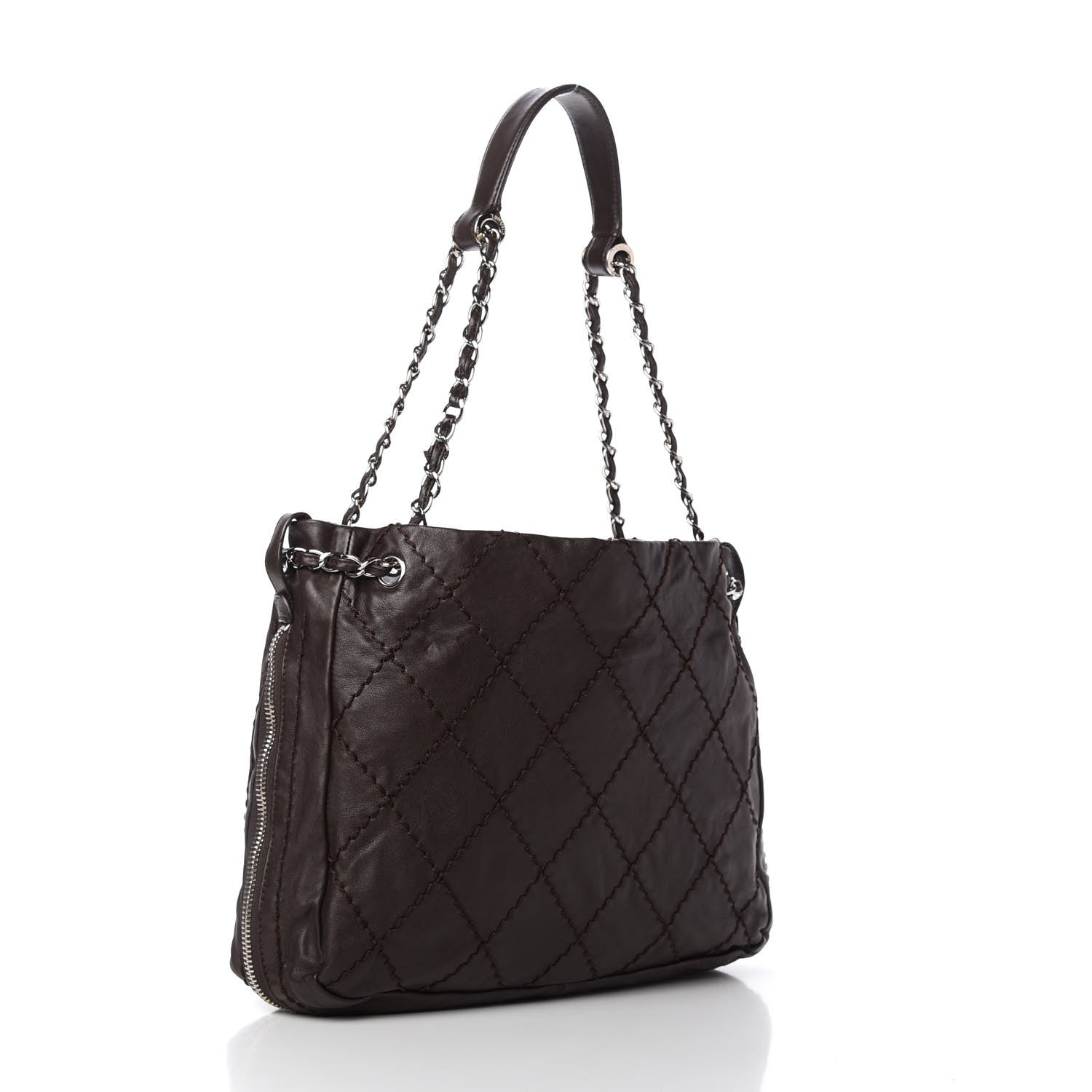Chanel Calfskin Stitched Expandable Tote Brown 3 of 11