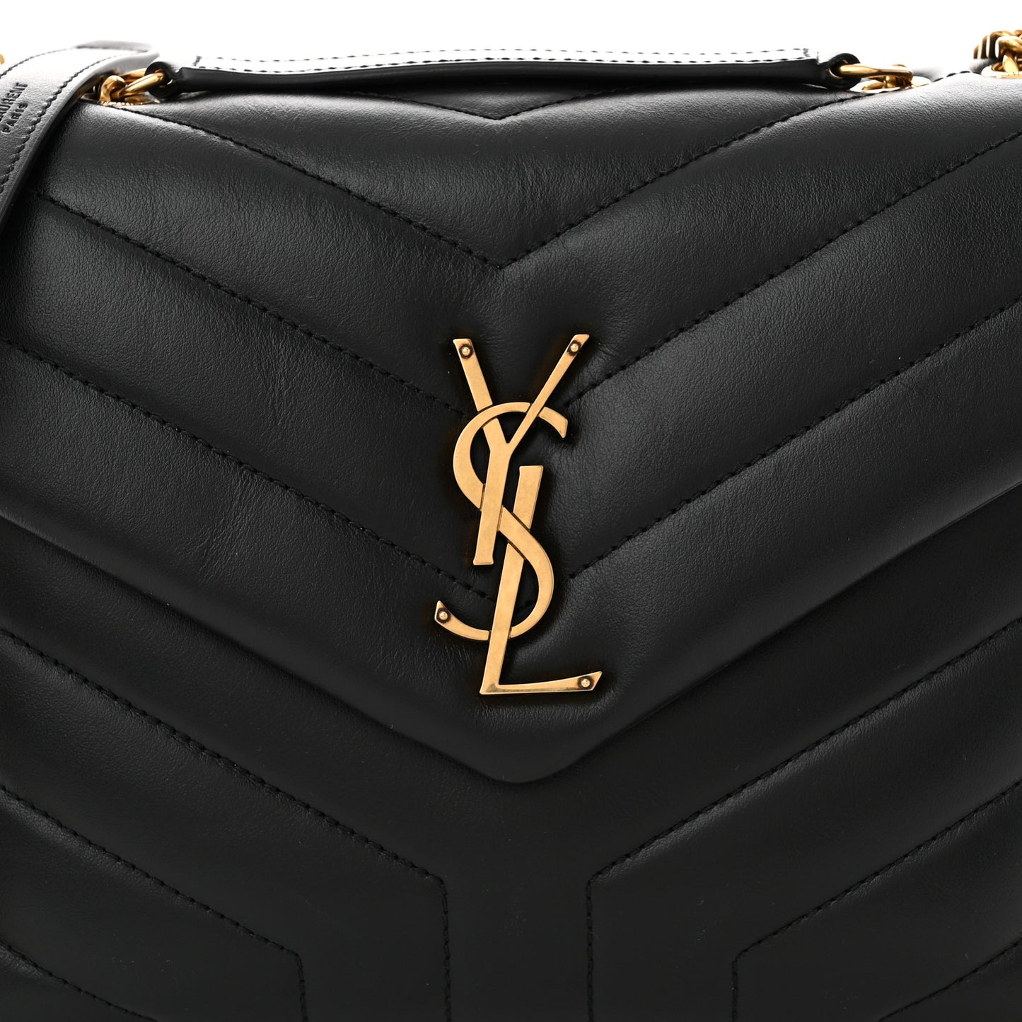 Calfskin Y Quilted Monogram Small Loulou Chain Satchel Black