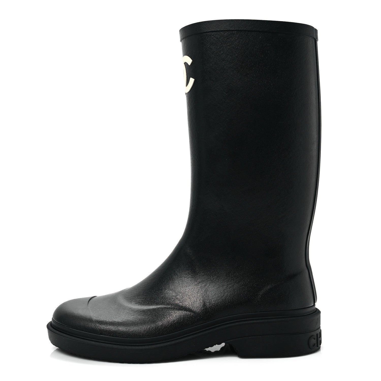Chanel Caoutchouk CC High Boots 39 Black 1 of 8