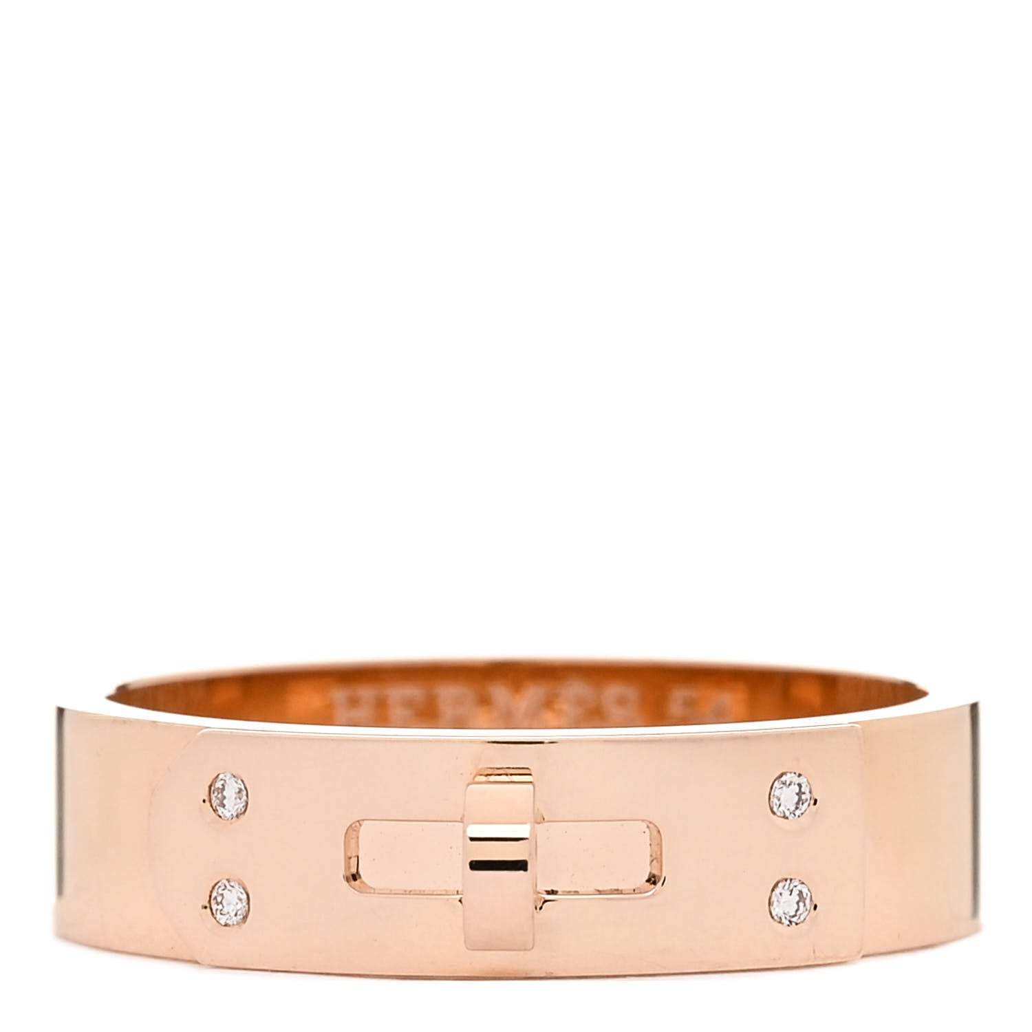 Hermes 18K Rose Gold Diamond PM Kelly Ring 54 6.75 1 of 5