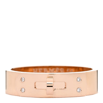 Hermes 18K Rose Gold Diamond PM Kelly Ring 54 6.75 1 of 5