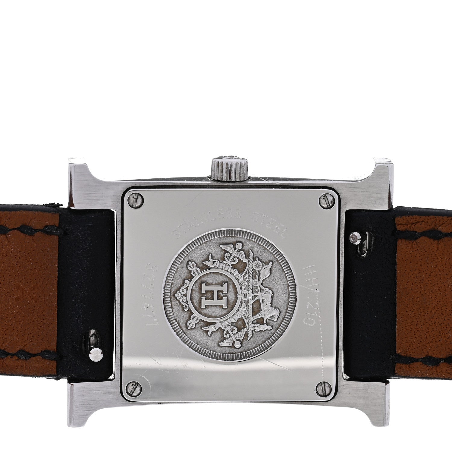 Hermes Stainless Steel Barenia Diamond 21mm Heure H Hour Quartz Watch Noir 4 of 5
