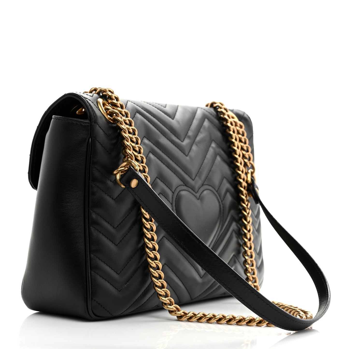 Calfskin Matelasse Medium GG Marmont Shoulder Bag Black