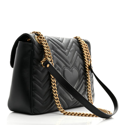 Gucci Calfskin Matelasse Medium GG Marmont Shoulder Bag Black 3 of 11