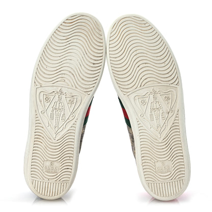 Gucci GG Supreme Monogram Bees Ayers Web Womens Ace Sneakers 39 Beige Oro Green Red 7 of 15