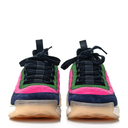 Chanel Velvet Calfskin Mixed Fibers CC Sneakers 40 Dark Pink Green 2 of 9