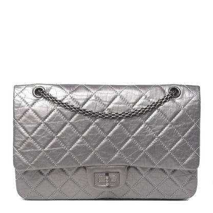 Chanel Metallic Aged Calfskin Quilted 2.55 Reissue 227 Flap Argent Fonce 1 of 11