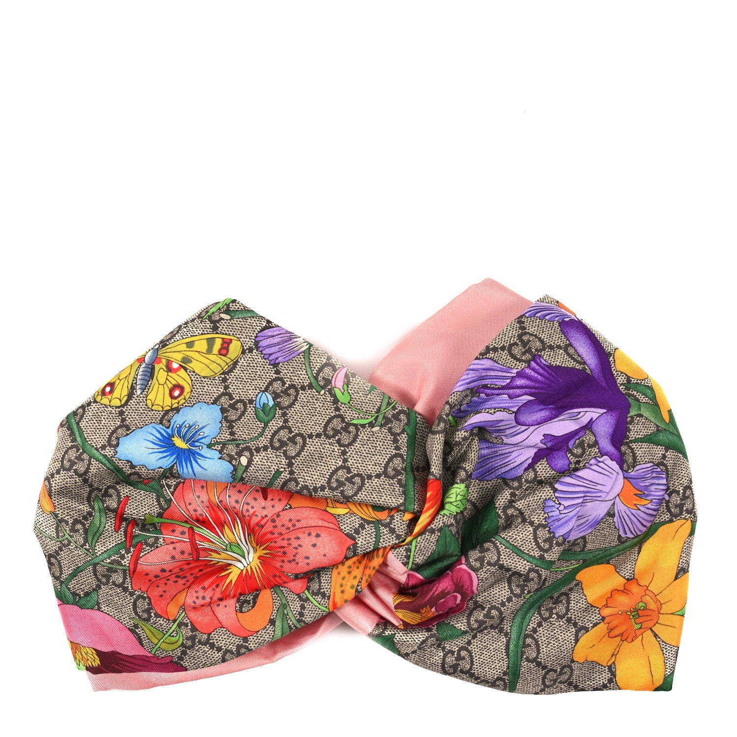 Gucci Silk Monogram Flora Print Headband M Pink 1 of 5