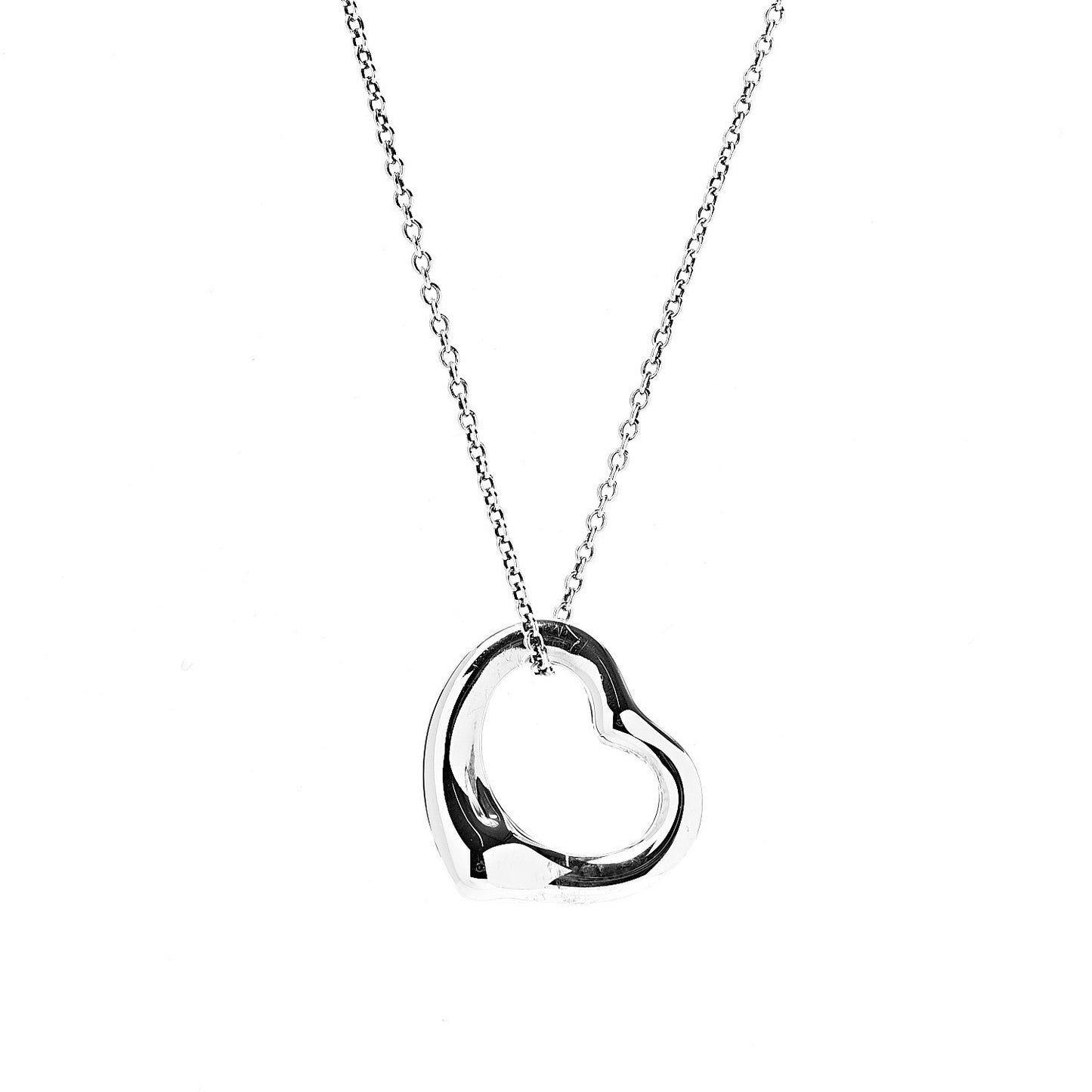 Sterling Silver 16mm Elsa Peretti Open Heart Pendant Necklace