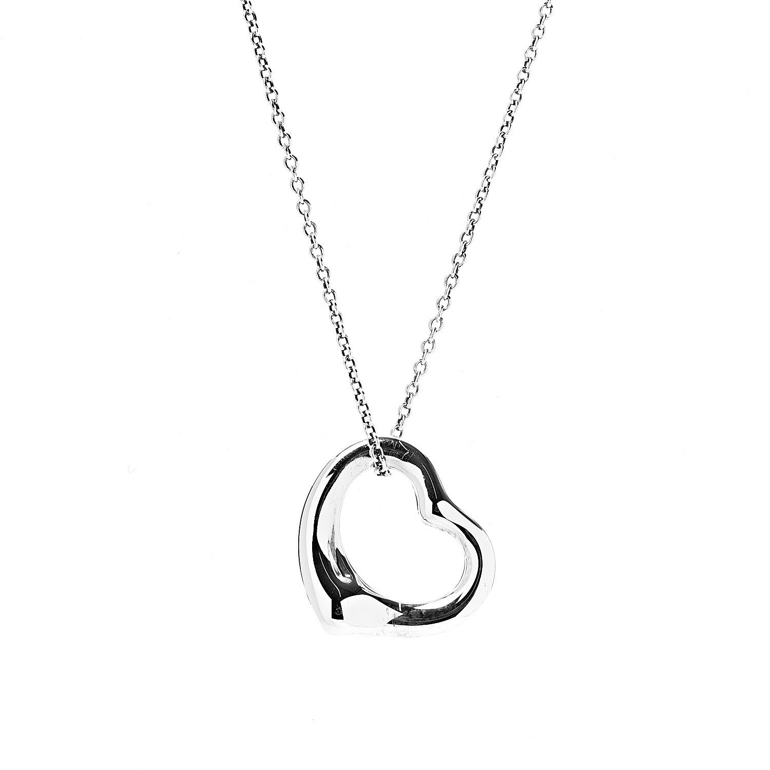 Tiffany Sterling Silver 16mm Elsa Peretti Open Heart Pendant Necklace 3 of 8