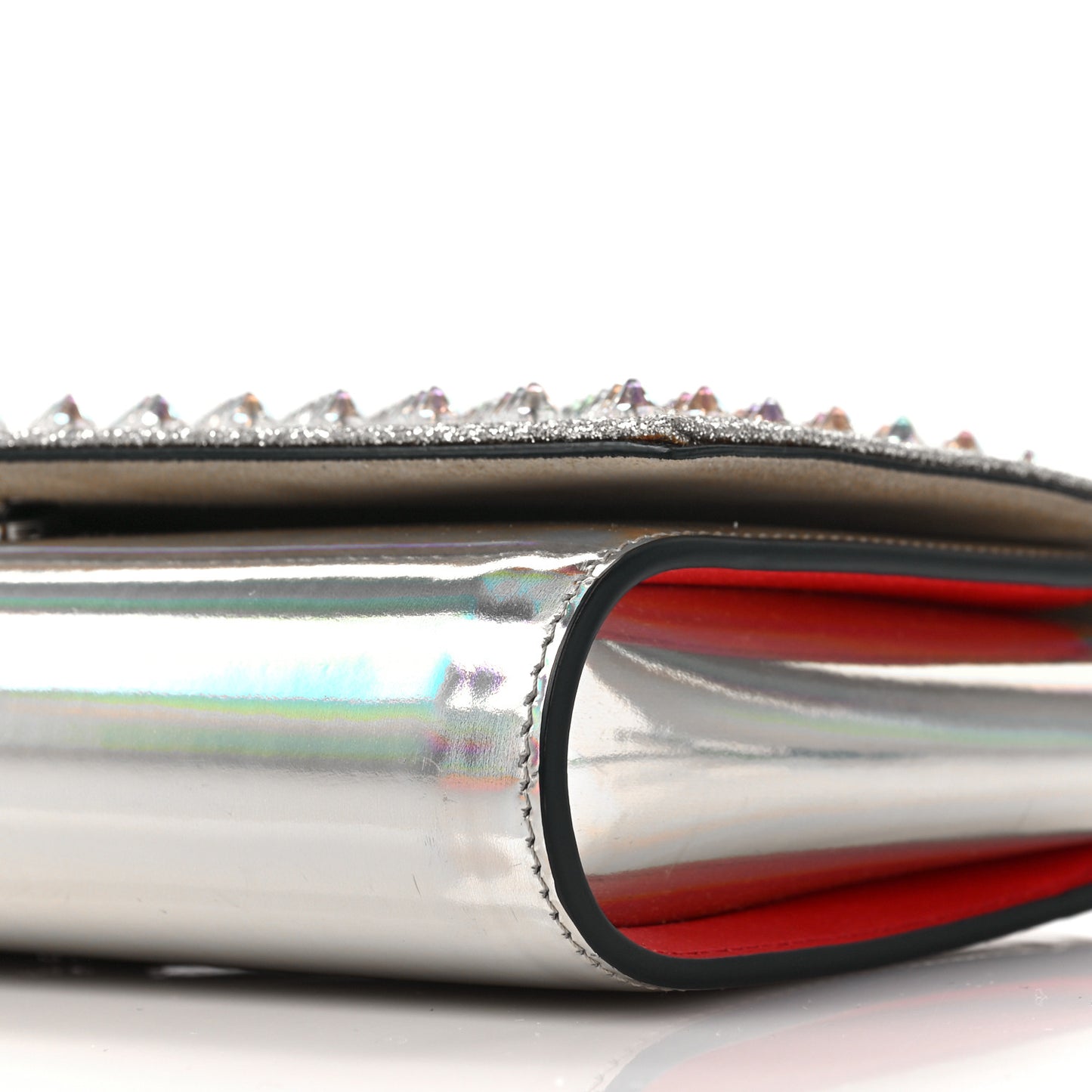 Glitter Metallic Patent Calfskin Psychic Spikes Paloma Clutch Gold