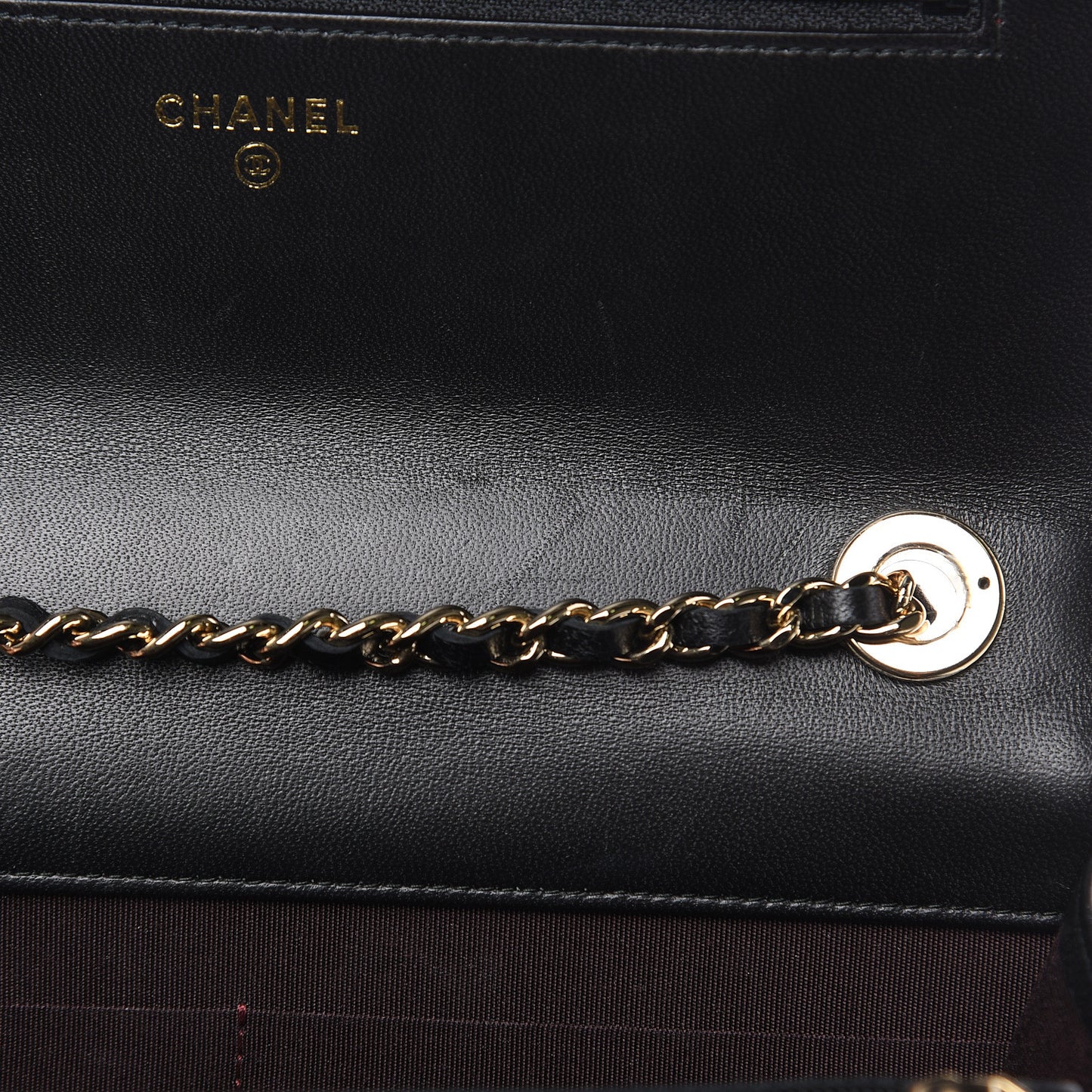Lambskin Quilted Trendy CC Wallet On Chain WOC Black