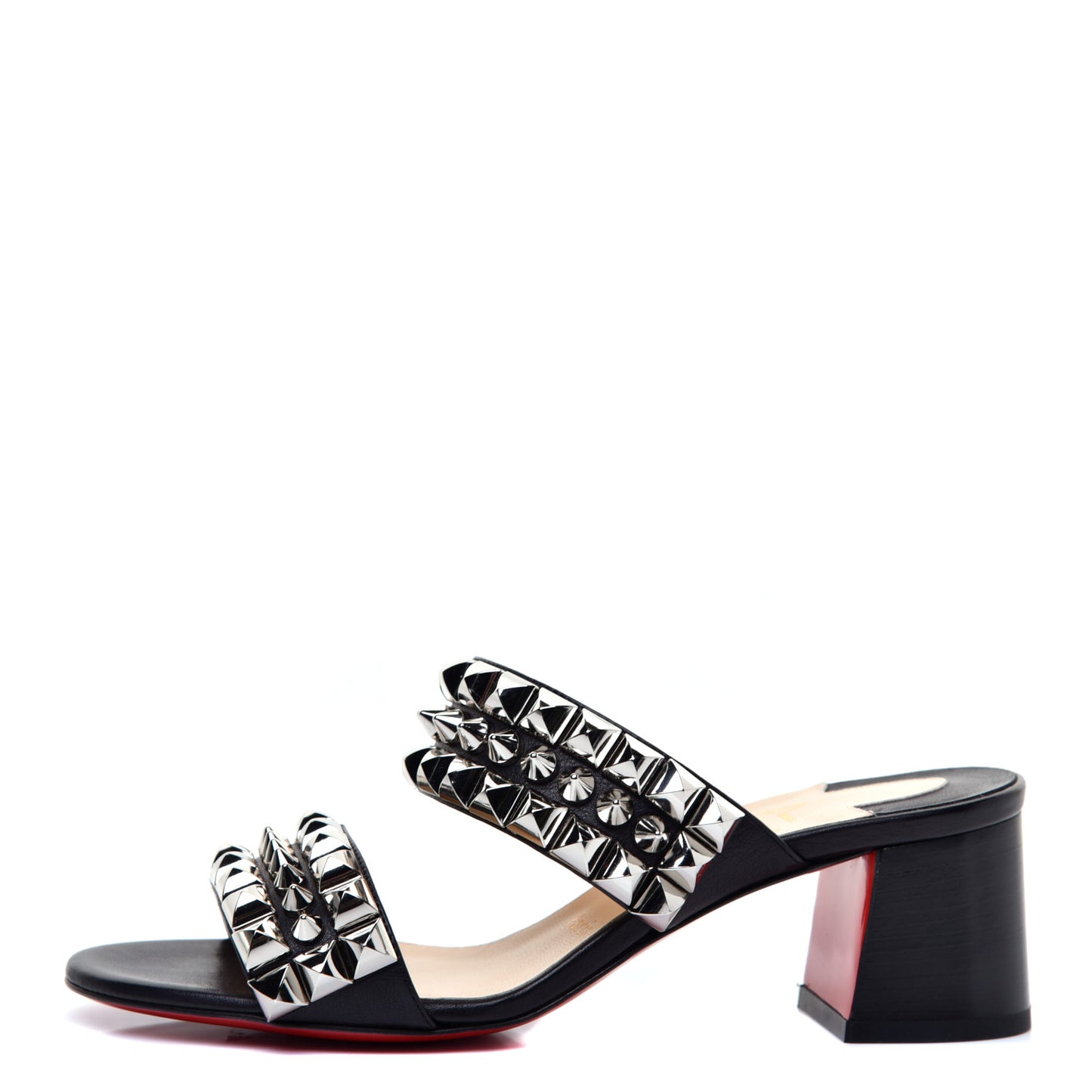 Calfskin Studded Tina Goes Mad 55 Slide Sandals 36 Black