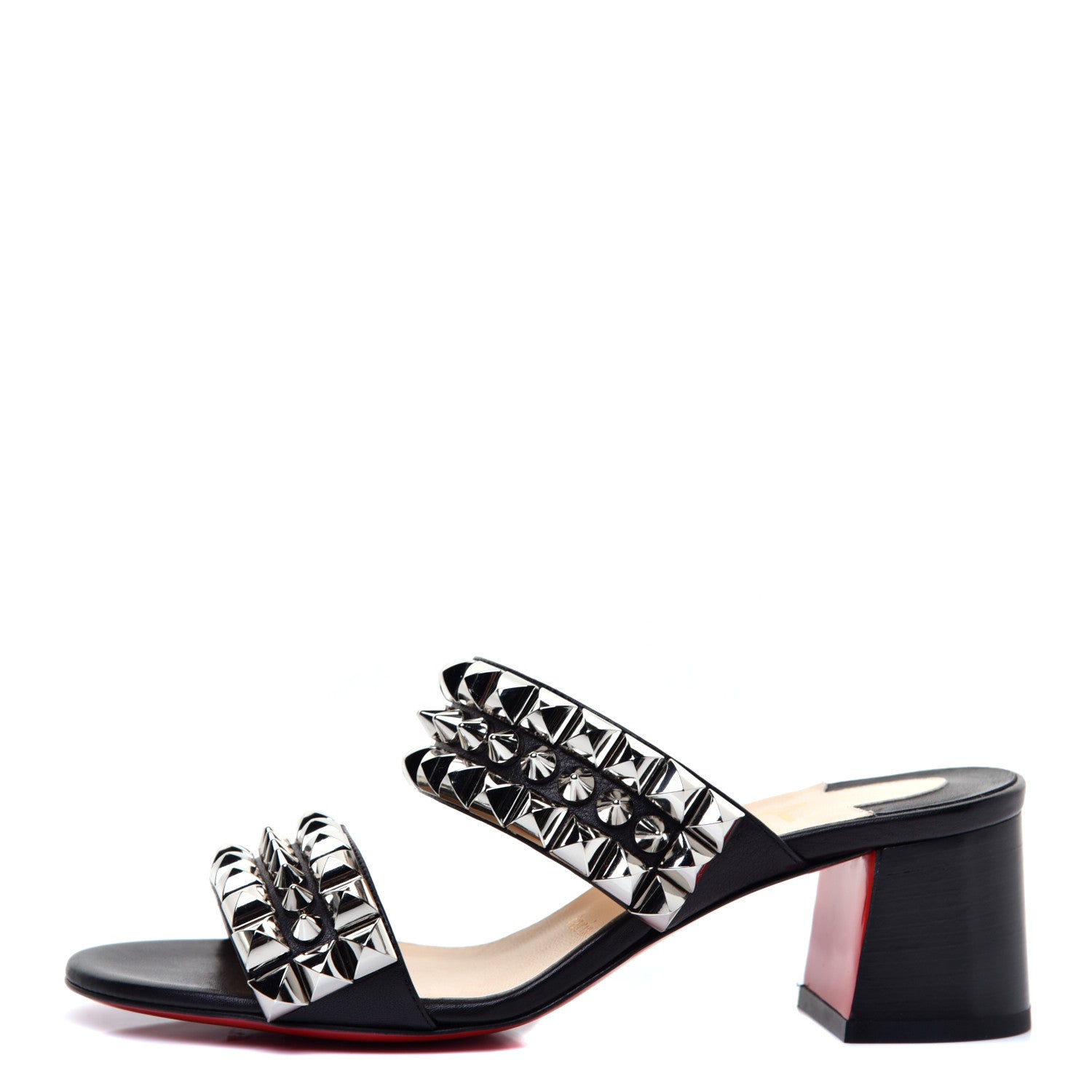 Christian Louboutin Calfskin Studded Tina Goes Mad 55 Slide Sandals 36 Black 1 of 8