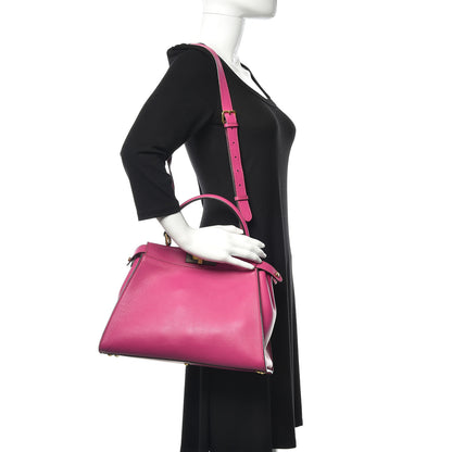 Fendi Vitello Seta Medium Peekaboo Iconic Satchel Magenta 2 of 15