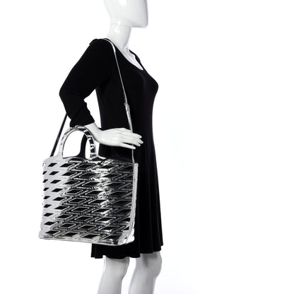 Balenciaga Metallic Calfskin Neo Basket Tote Silver 2 of 10