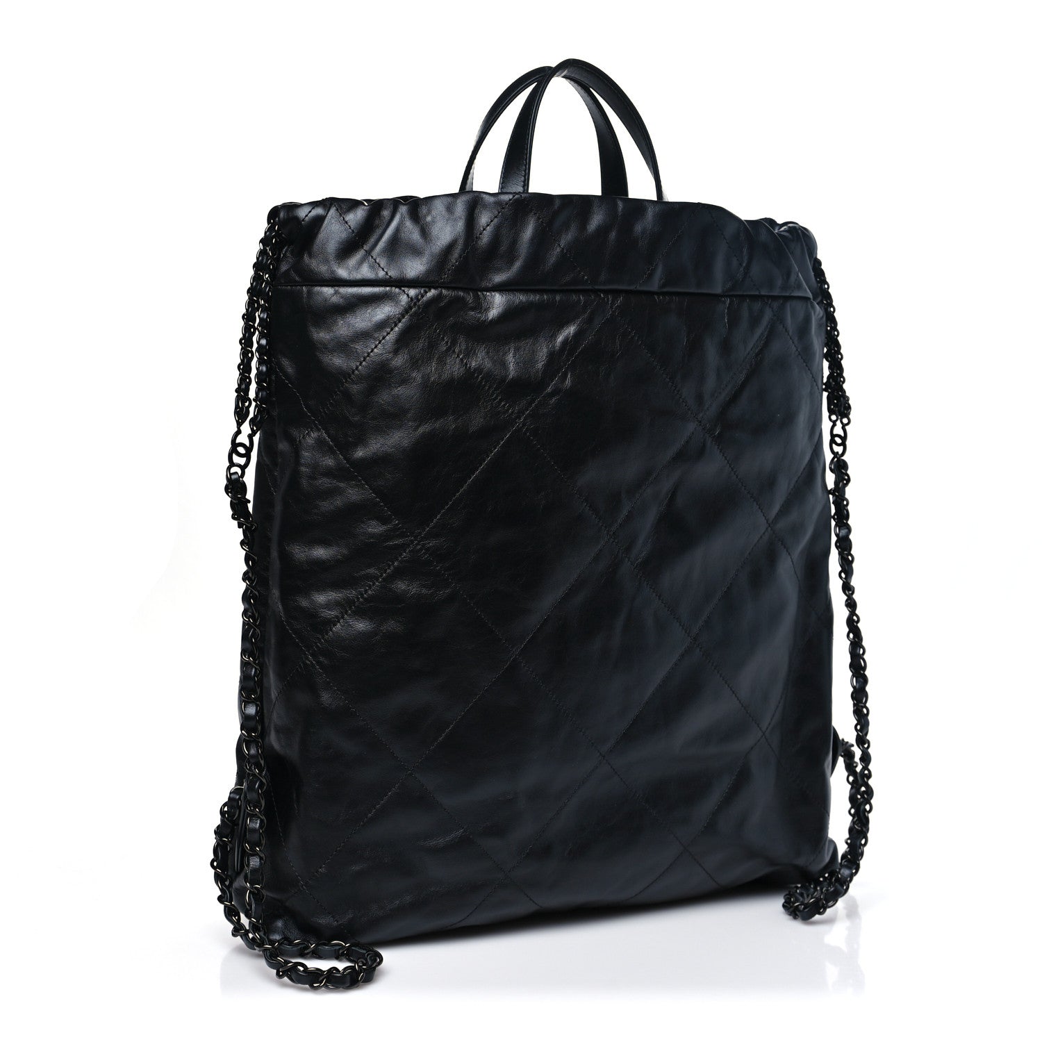 Chanel Shiny Calfskin Quilted Chanel 22 Backpack So Black 1780629