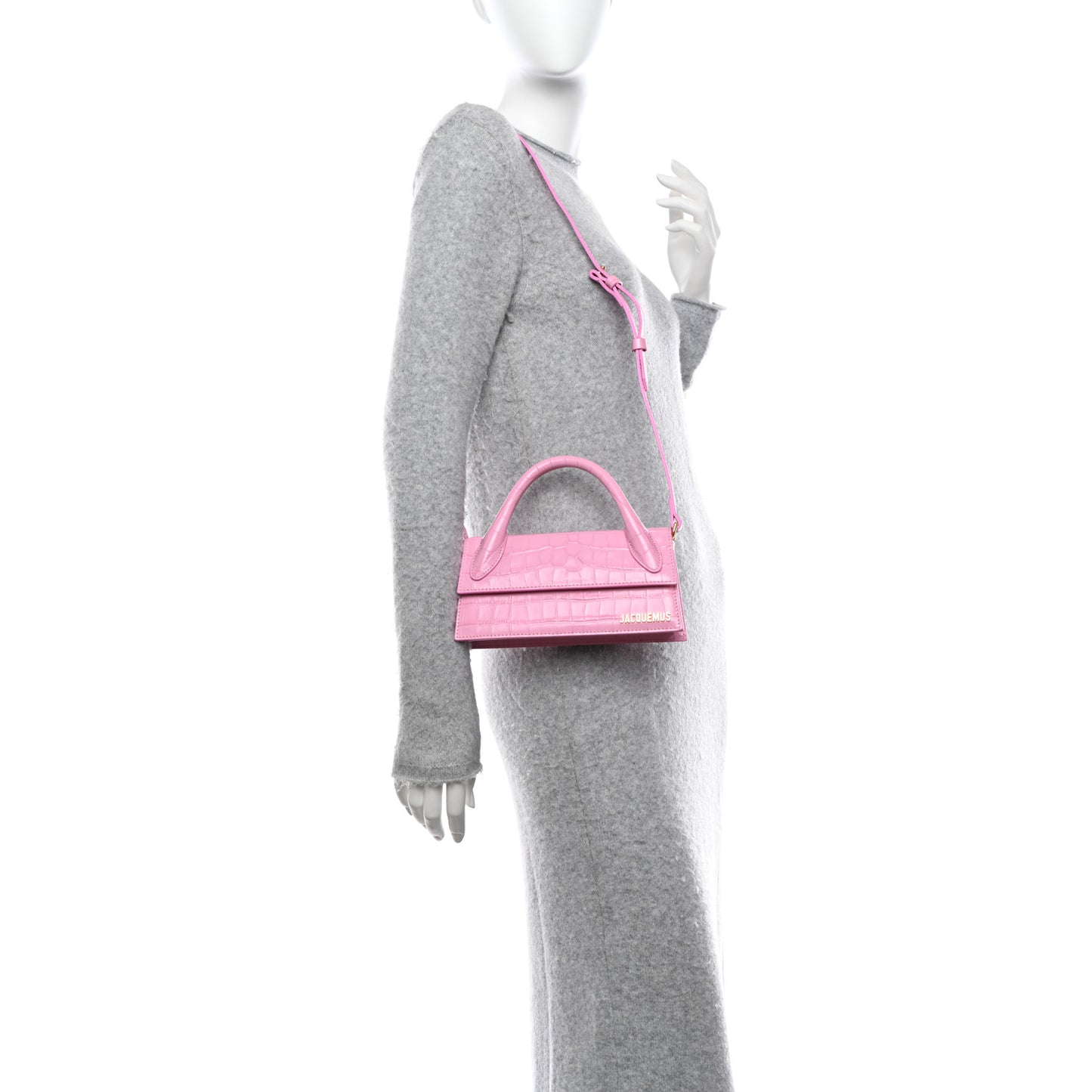Calfskin Crocodile Embossed Le Chiquito Long Pink