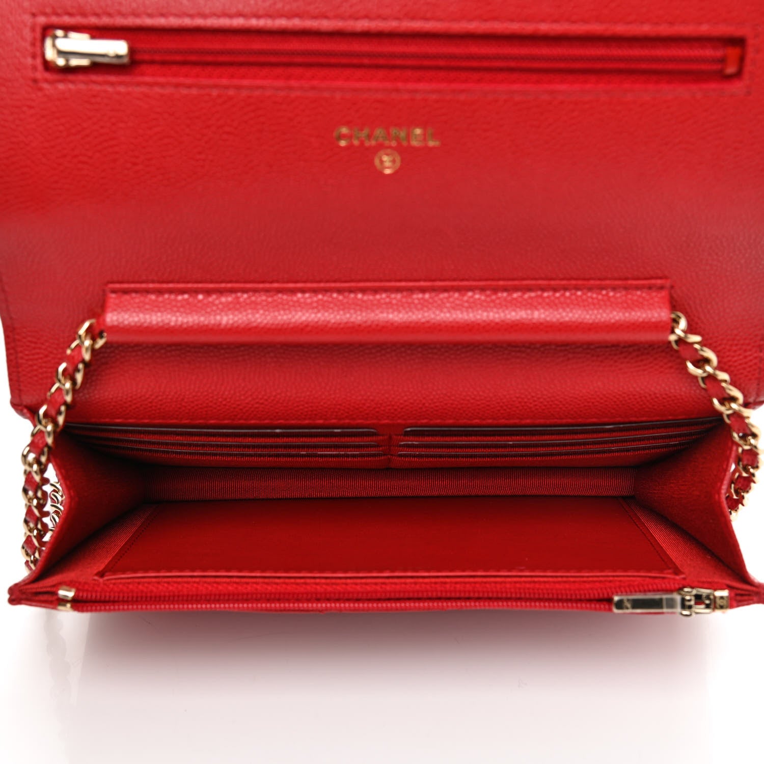 Chanel Caviar Quilted Wallet On Chain WOC Red 5 of 10