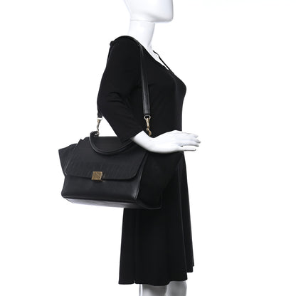 Celine Crocodile Embossed Calfskin Suede Medium Trapeze Black 2 of 9