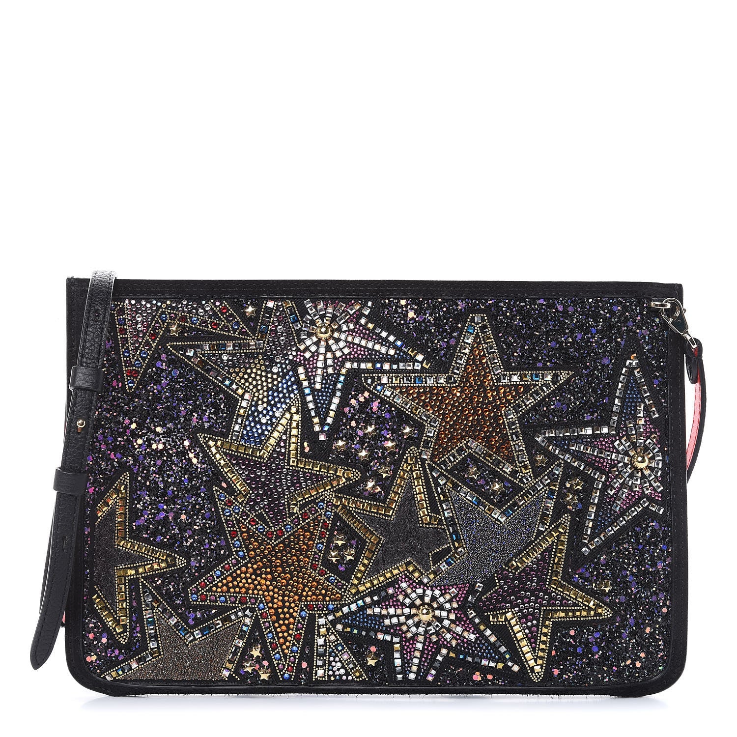 Christian Louboutin Calfskin Beaded Loubiclutch Star Clutch Black 1 of 7