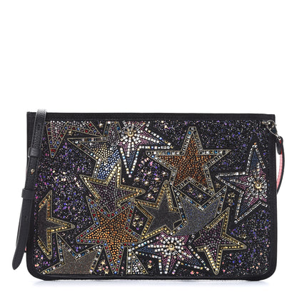 Christian Louboutin Calfskin Beaded Loubiclutch Star Clutch Black 1 of 7