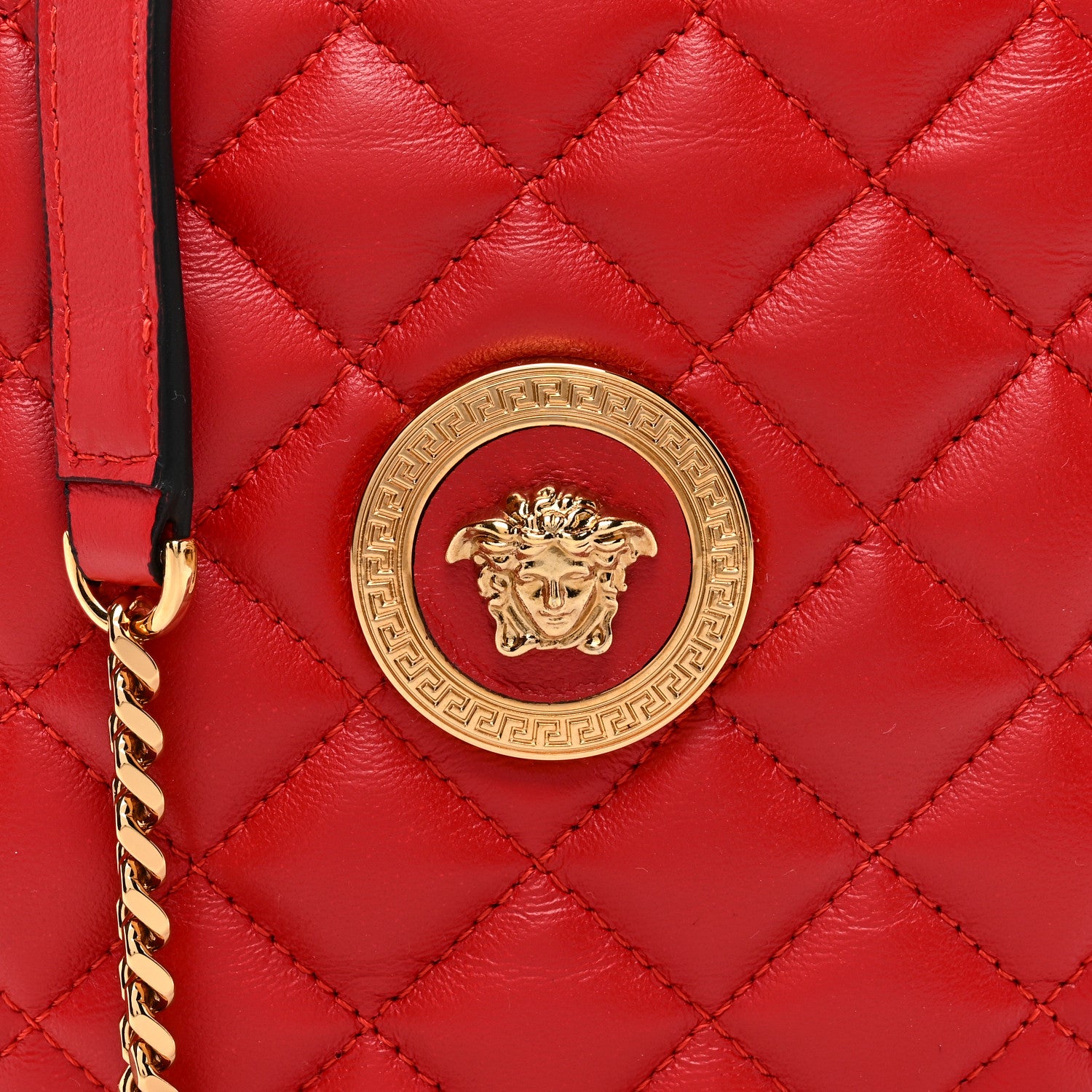 Versace Nappa Quilted La Medusa Round Camera Bag Red 7 of 9
