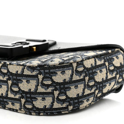 Christian Dior Oblique Jacquard Grained Calfskin Saddle Pouch With Strap Beige Black 10 of 11