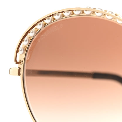 Chanel Round Pearl Sunglasses 4247-H Gold 7 of 8