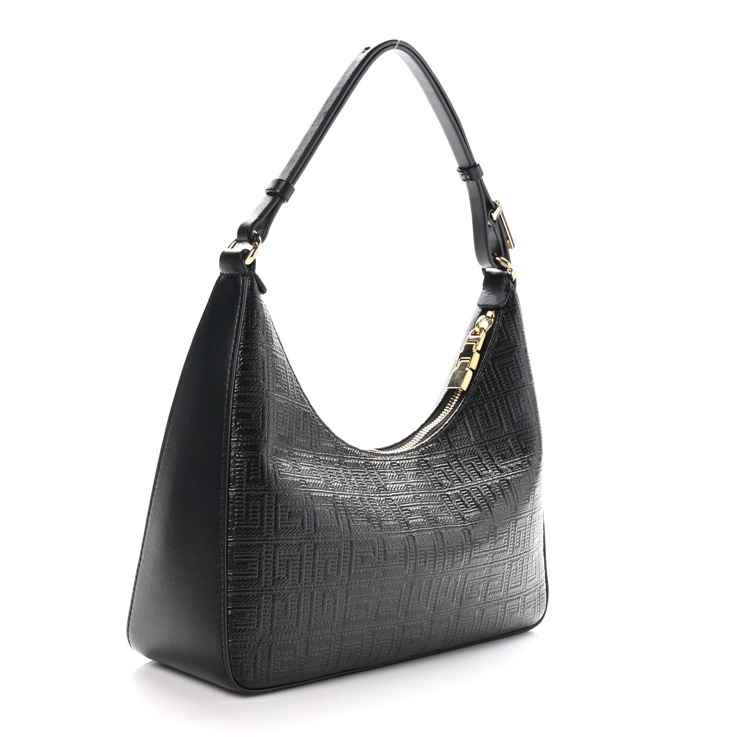 Givenchy Coated Canvas Logo 4G Embossed Small Moon Cut Out Shoulder Bag Black 3 of 10