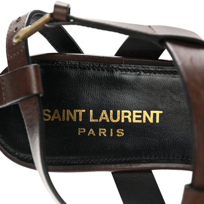 Saint Laurent Calfskin Cassandra Monogram Sandals 38 Dark Brown 7 of 12