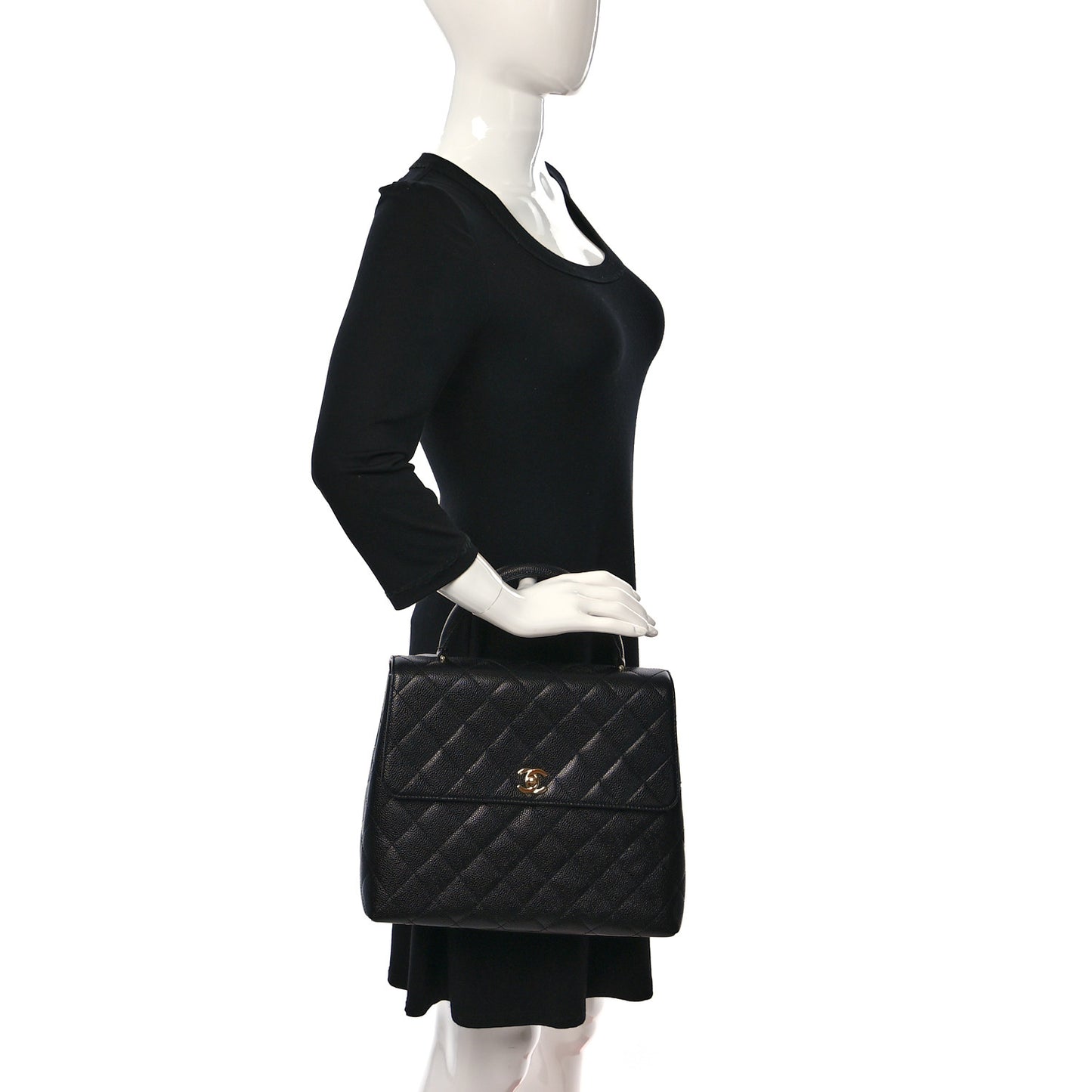 Caviar Quilted Jumbo Kelly Flap Black
