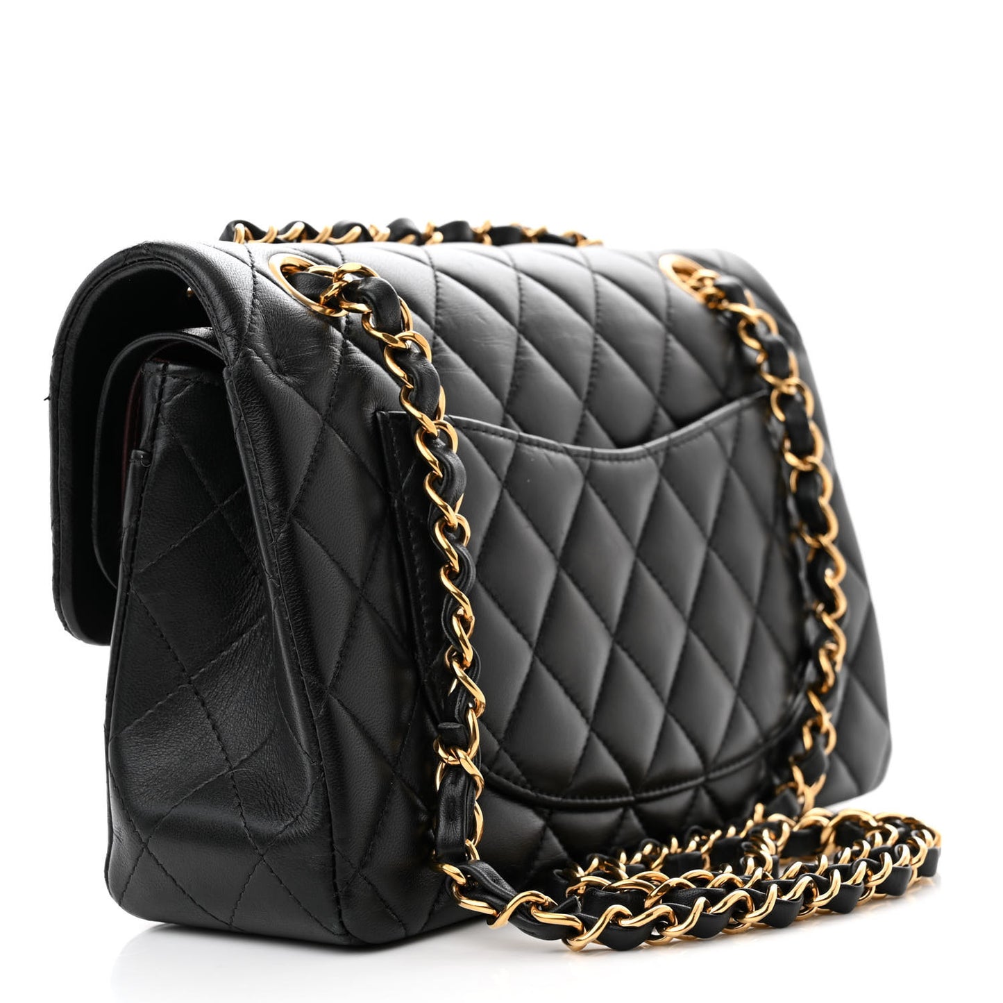 Lambskin Quilted Small Double Flap Black