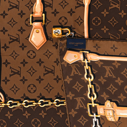 Louis Vuitton Silk Monogram Confidential Square Scarf Brown 2 of 3