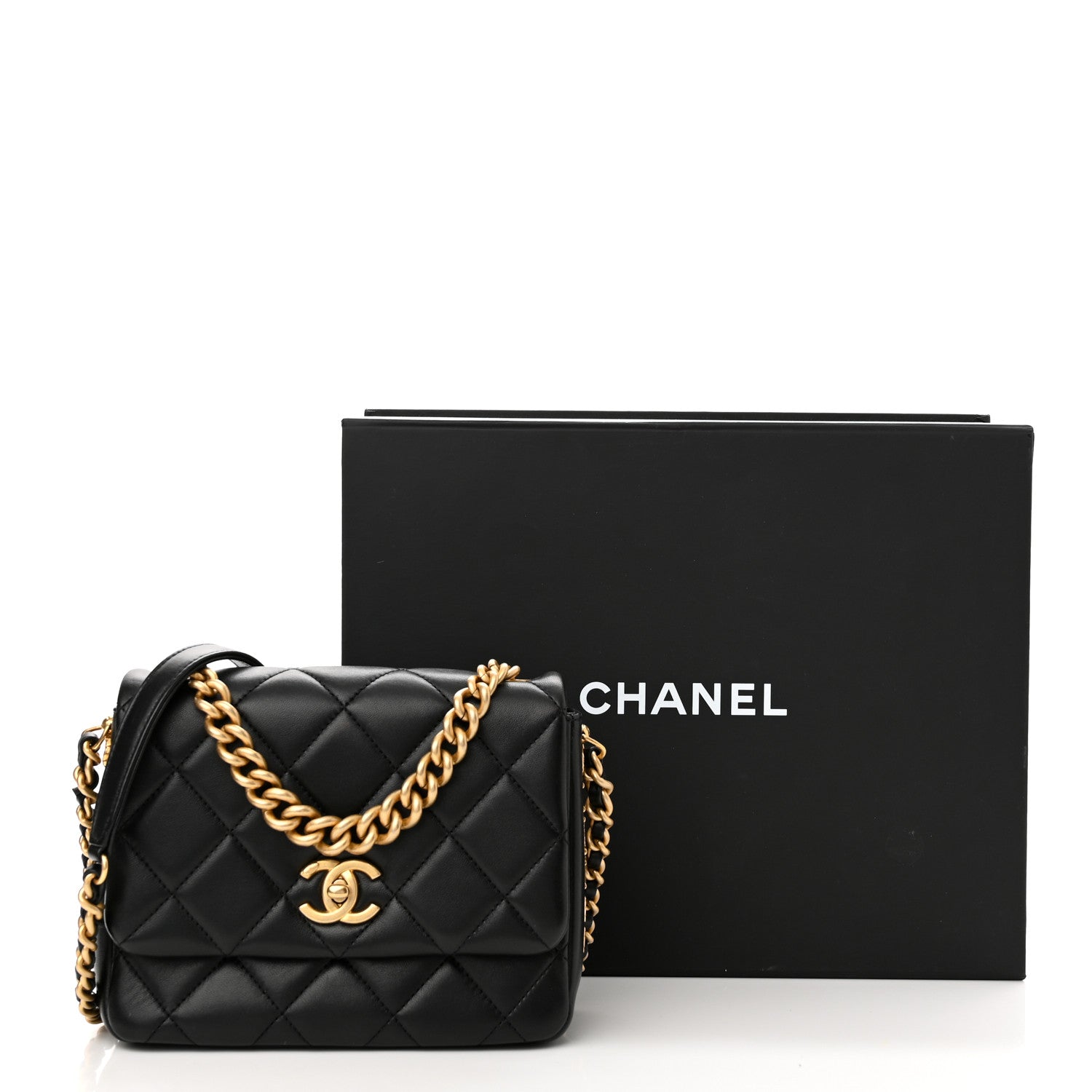 Chanel Lambskin Quilted Small Side Note Flap Black 12 of 12