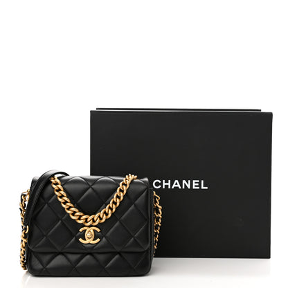 Chanel Lambskin Quilted Small Side Note Flap Black 12 of 12