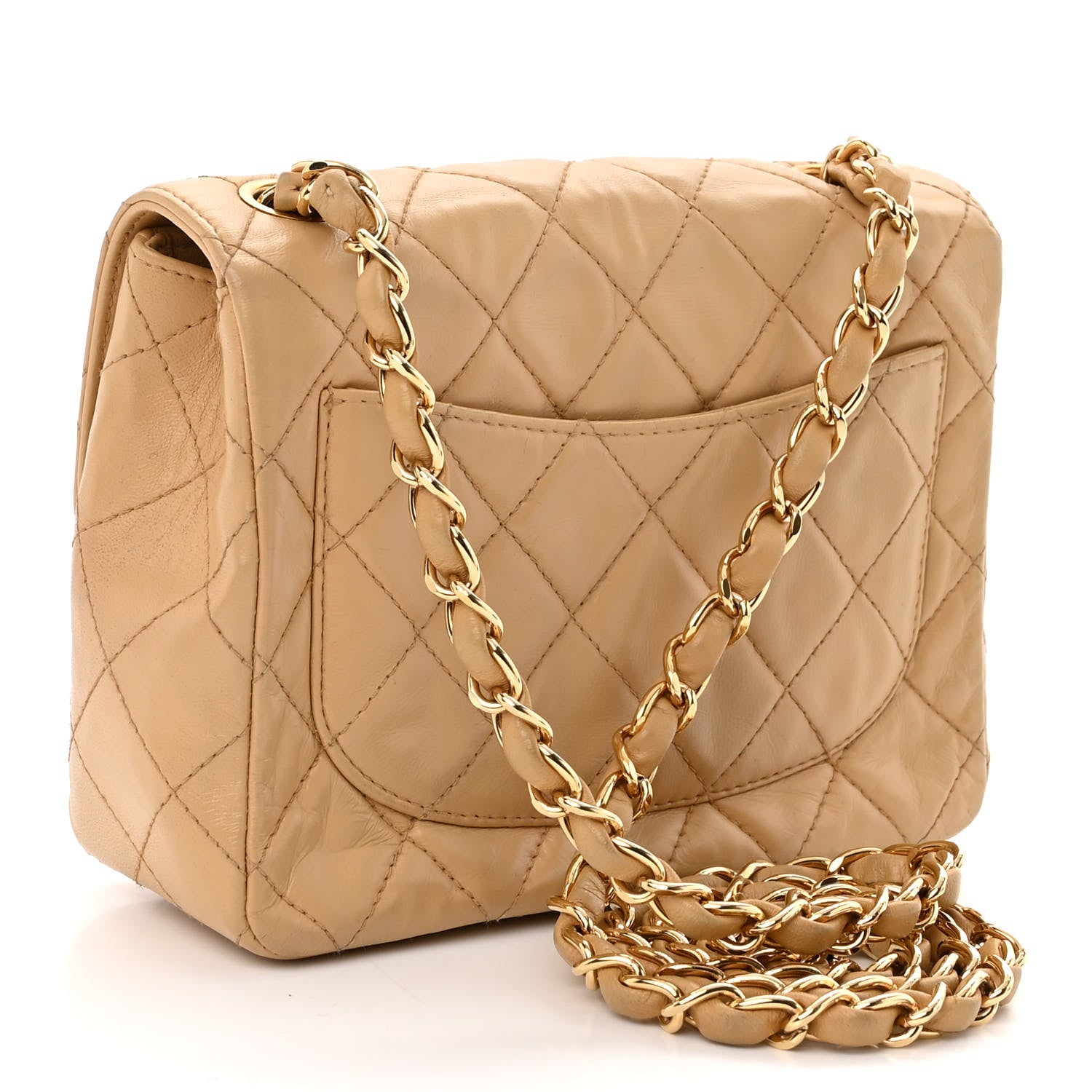 Chanel Lambskin Quilted Mini Square Flap Beige 3 of 10