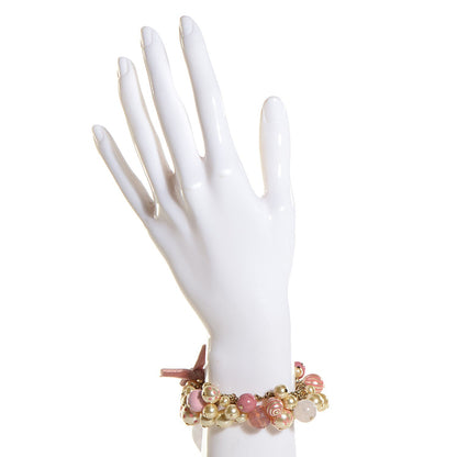 Chanel Beaded Pearl CC Bracelet Pink Gold 2 of 5